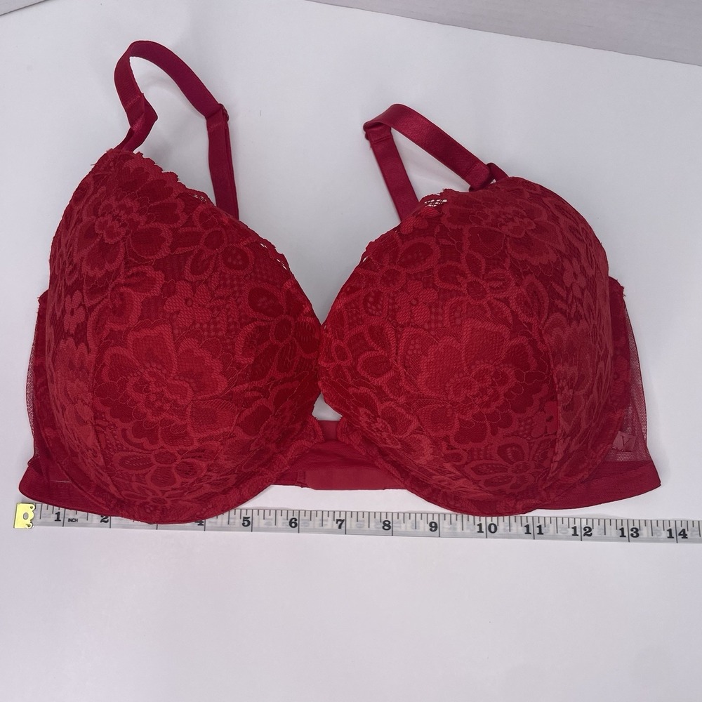 Victoria's Secret Bra 32DD Red Demi Padded Underwire Adjustable Clasp Back - Picture 7 of 12
